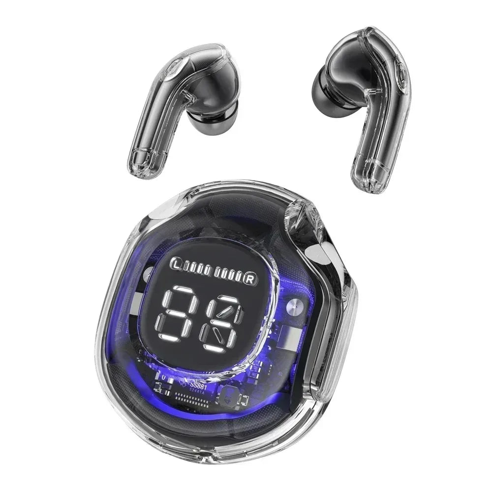Auricolari Bluetooth TWS T8 Pro con Design Trasparente, Display Digitale LED, Wireless In-Ear – Compatibili con Tutti i Dispositivi
