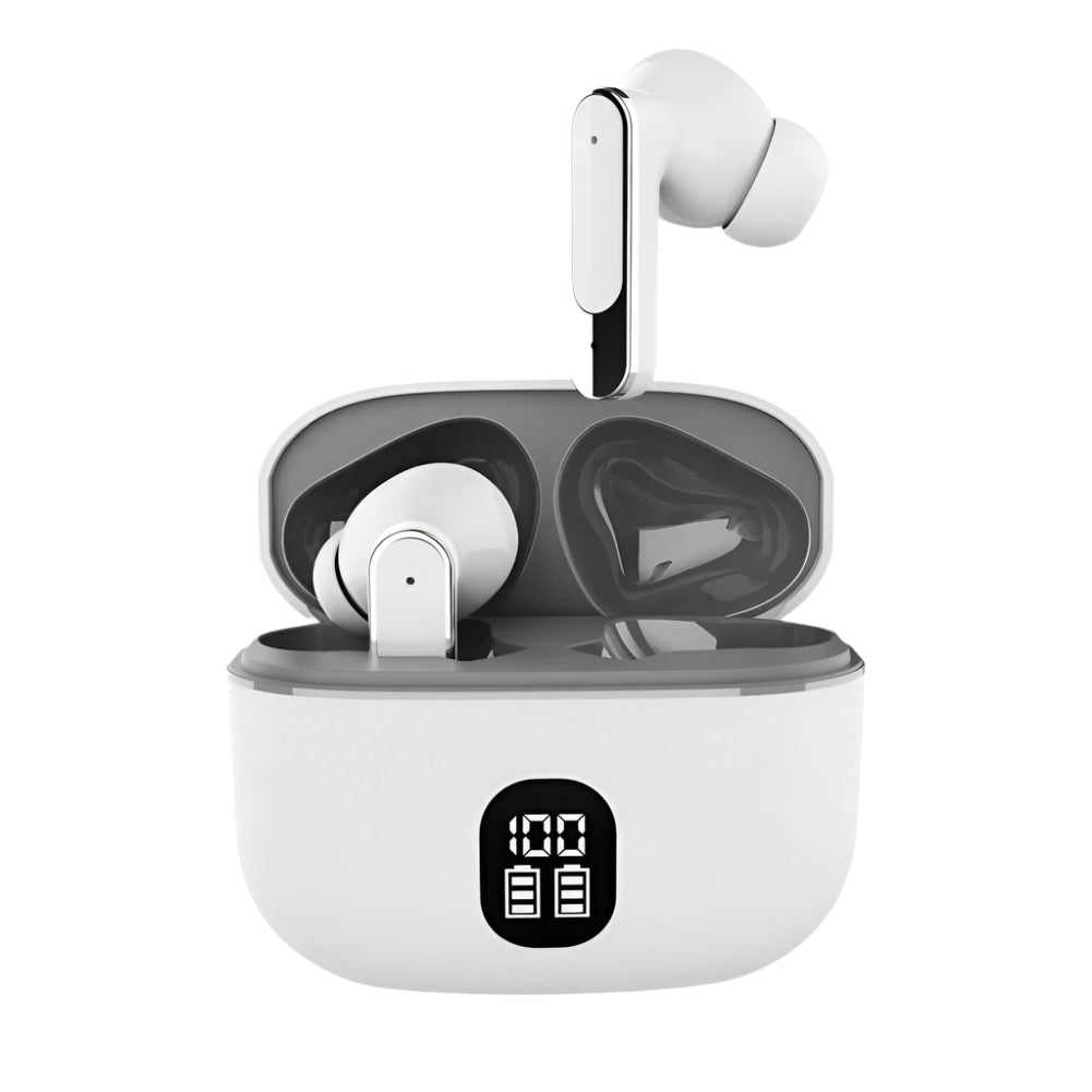 Auricolari Wireless Bluetooth 5.4 con Cancellazione del Rumore, Display LED, Microfono e Impermeabilità per Sport