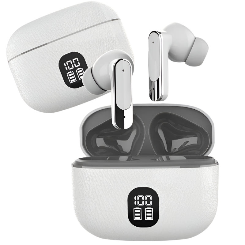 Auricolari Wireless Bluetooth 5.4 con Cancellazione del Rumore, Display LED, Microfono e Impermeabilità per Sport