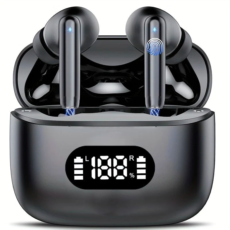 Auricolari Wireless TWS con Cancellazione del Rumore fino a 40dB, Bluetooth 5.3, 6 Microfoni, Display LED, Chiamate in HD e Modalità Trasparenza