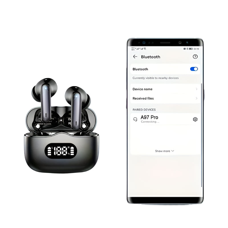 Auricolari Wireless TWS con Cancellazione del Rumore fino a 40dB, Bluetooth 5.3, 6 Microfoni, Display LED, Chiamate in HD e Modalità Trasparenza