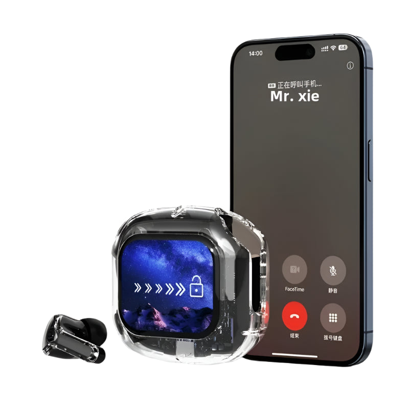 Auricolari Bluetooth TWS con Schermo LCD a Colori, Controllo Touch Intelligente, Audio Stereo HiFi e Riduzione del Rumore