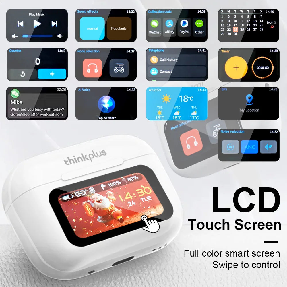 Auricolari Bluetooth Wireless Thinkplus con Riduzione del Rumore ANC, Microfono HD per Chiamate, Auricolari da Gioco, Controllo Touch LED