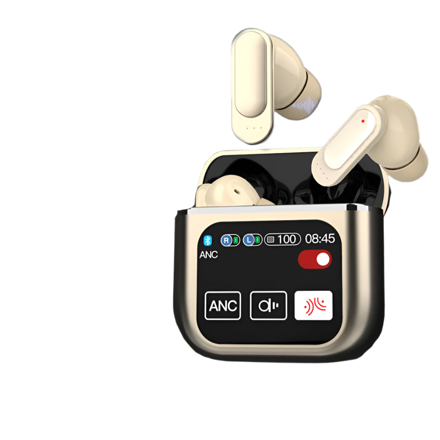 Auricolari TWS con Cancellazione Attiva del Rumore, Controllo Touch, Schermo LCD, Bassi Potenti e Microfono ENC