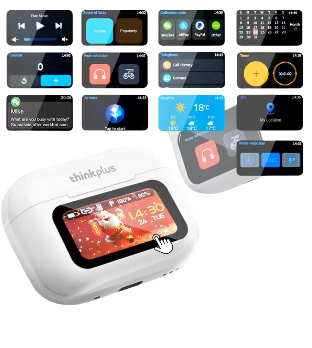 Auricolari Bluetooth Wireless Thinkplus con Riduzione del Rumore ANC, Microfono HD per Chiamate, Auricolari da Gioco, Controllo Touch LED