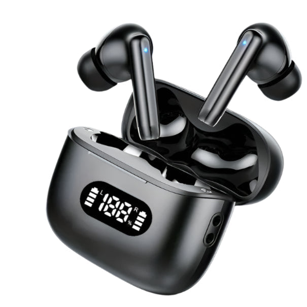 Auricolari Wireless TWS con Cancellazione del Rumore fino a 40dB, Bluetooth 5.3, 6 Microfoni, Display LED, Chiamate in HD e Modalità Trasparenza