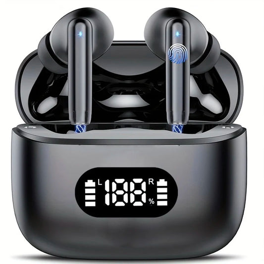 Auricolari Wireless TWS con Cancellazione del Rumore fino a 40dB, Bluetooth 5.3, 6 Microfoni, Display LED, Chiamate in HD e Modalità Trasparenza