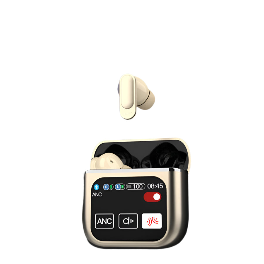 Auricolari TWS con Cancellazione Attiva del Rumore, Controllo Touch, Schermo LCD, Bassi Potenti e Microfono ENC